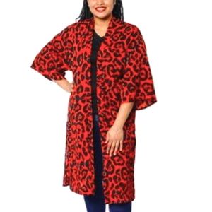Red Leopard Duster Kimono Top, L - XXL 12-18 by Jovie Fashion